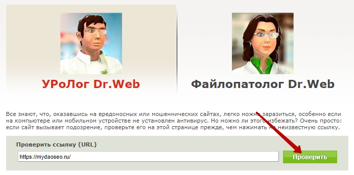 проверка с помощью dr web