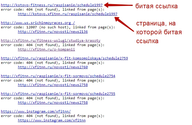 битые ссылки