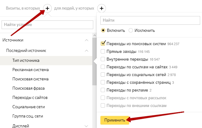 метрика переходы из пс