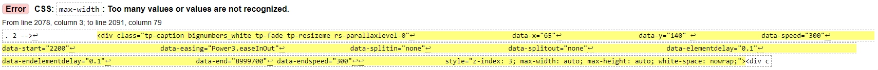 Error CSS max-width Too many values or values are not recognized
