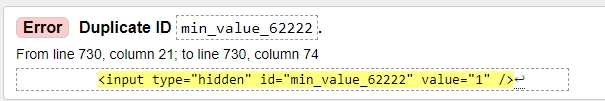 Error Duplicate ID min_value_62222