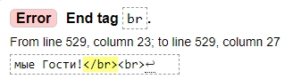 Error End tag br