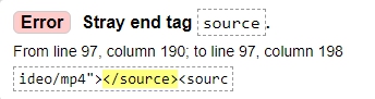 Error Stray end tag source