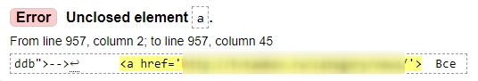 Error Unclosed element a