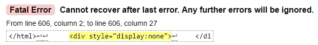 Fatal Error Cannot recover after last error Any further errors will be ignored