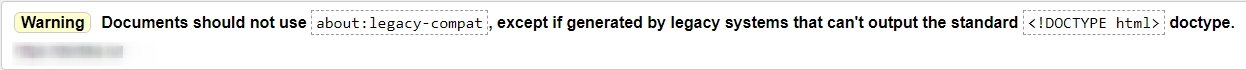 Warning Documents should not use about legacy-compat, except if generated by legacy systems that can't output the standard doctype