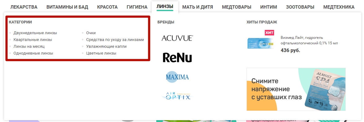 линзы разбивка