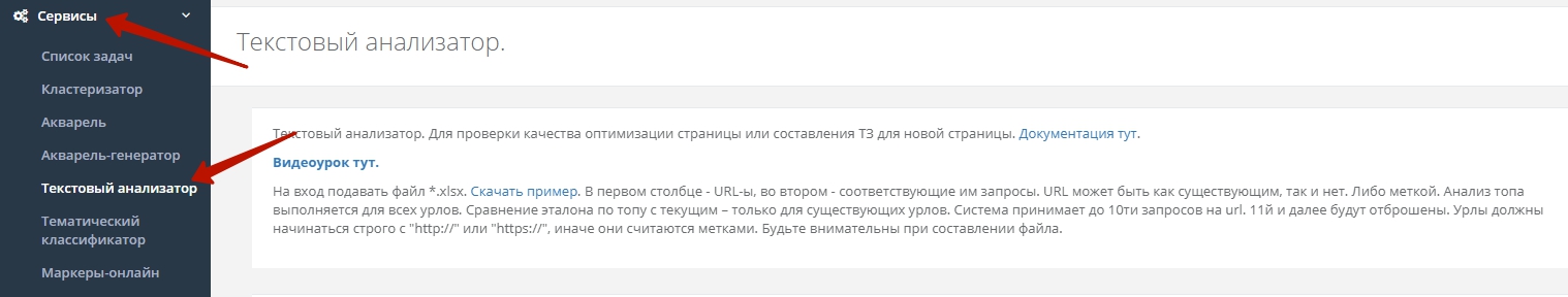 сервисы текстовый анализатор